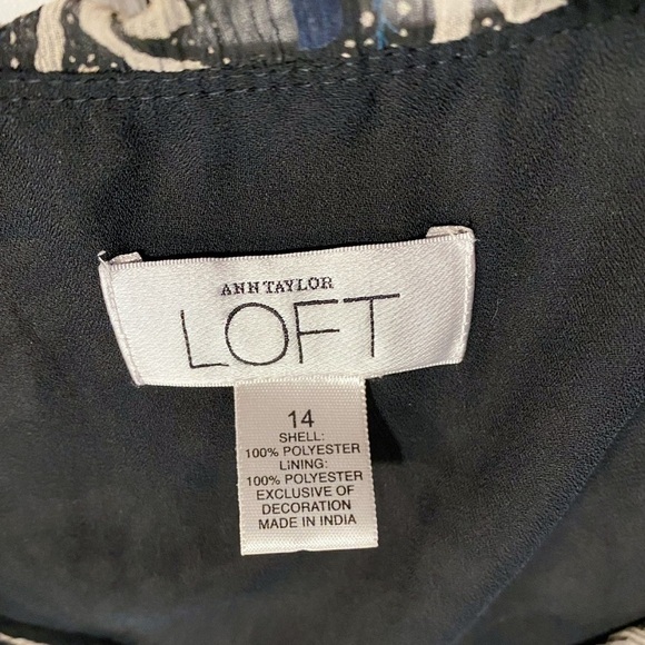 Ann Taylor Loft Midi Dress Womens Floral Flutter Sleeves Size 14 - Picture 9 of 12